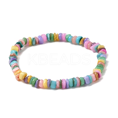Dyed Natural Freshwater Shell Beads Stretch Bracelets for Men Women BJEW-JB12278-1