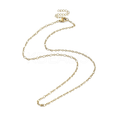 Ion Plating(IP) 316 Surgical Stainless Steel Figaro Chain Necklaces for Women NJEW-D052-04G-1
