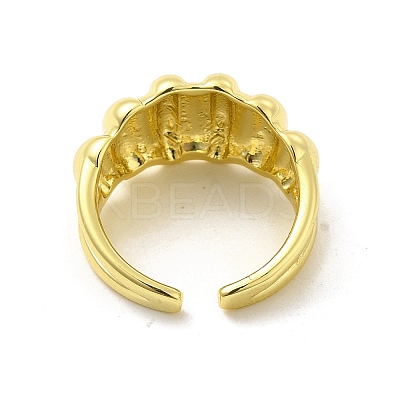 Brass Croissant Open Cuff Ring for Women RJEW-E068-02LG-1