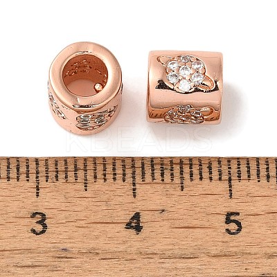 Column Rack Plating Brass Micro Pave Clear Cubic Zirconia European Beads KK-A229-20RG-1