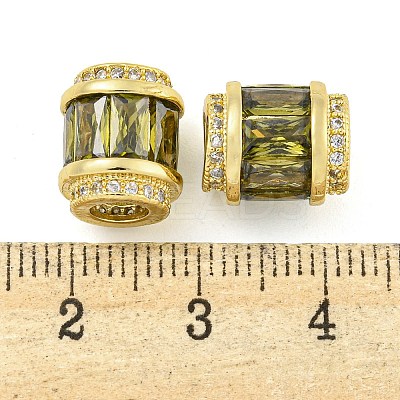 Rack Plating Brass Micro Pave Cubic Zirconia European Beads LS-KK-F089-31G-05-1