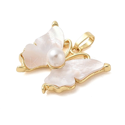 Brass Pave Shell Pendants KK-i712-25G-1