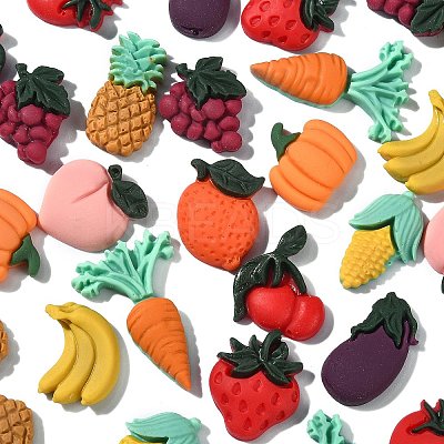 Vegetables and Fruits Theme Resin Cabochons CRES-CJ0001-10-1
