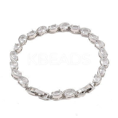 Platinum Tone Brass Micro Pave Cubic Zirconia Tennis Bracelets BJEW-B160-04P-05-1