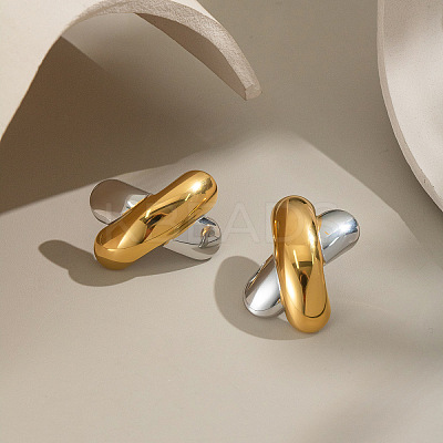 Two Tone 304 Stainless Steel Stud Earrings for Women AL8975-1