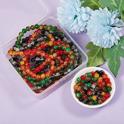 Two Tone Crackle Glass Bead Strands CCG-SZ0001-01-1