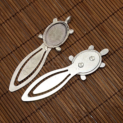 25x18mm Oval Glass Cabochon Cover for Antique Silver DIY Alloy Portrait Bookmark Making DIY-X0121-AS-NR-1