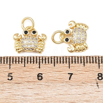 Brass Micro Pave Clear Cubic Zirconia Charms KK-G544-02G-02-1