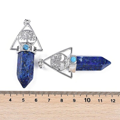 Dyed Natural Lapis Lazuli Faceted Pointed Bullet Big Pendants G-H076-02P-011-1