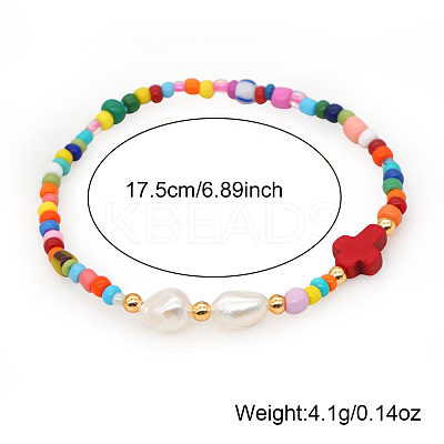 Glass Seed Beaded Stretch Bracelets LS-FX6594-4-1