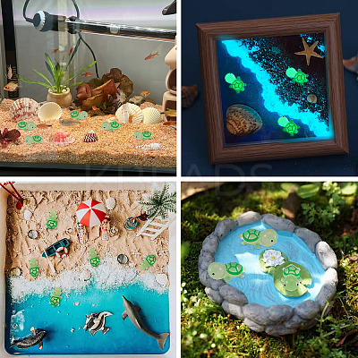 12Pcs Luminous Translucent Resin Sea Animal Cabochons RESI-TA0004-56E-1