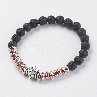 Synthetic Hematite Stretch Bracelets BJEW-I241-18B-1