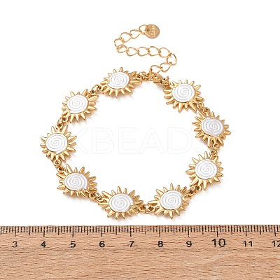 304 Stainless Steel Enamel Link Chain Bracelets for Women BJEW-T027-04A-G-1