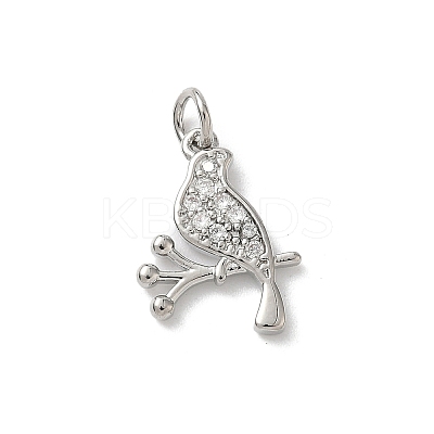 Brass Micro Pave Clear Cubic Zirconia Pendants KK-B155-09P-1
