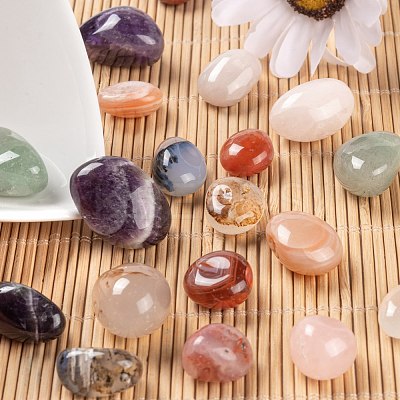 78Pcs 5 Style Natural Amethys & Rose Quartz & Green Aventurine & Botswana Agate & Dendritic Agate Beads G-LS0001-06-1