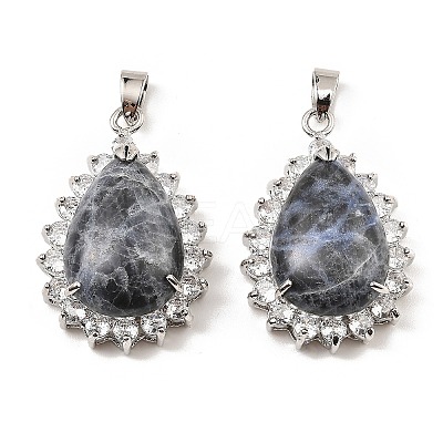 Natural Sodalite & Rhinestone Pendants G-K338-31P-02-1