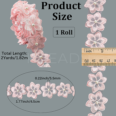 2 Yards Flower Polyester Lace Trim OCOR-CY0002-69D-1