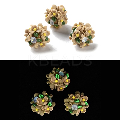 Luminous Polymer Clay Rhinestone Floral Ball Beads CLAY-U002-01A-1