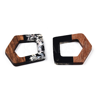 Opaque Resin & Walnut Wood Pendants RESI-N039-61B-1
