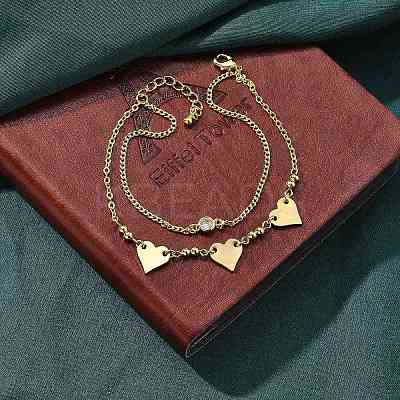 Brass Micro Pave Clear Cubic Zirconia Multi-strand Bracelets BJEW-U020-11G-1