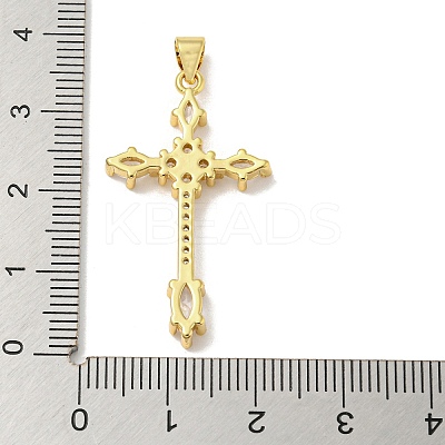 Rack Plating Brass Micro Pave Cubic Zirconia Pendants KK-F869-15G-1