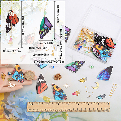 DIY Imitation Leather & Synthetic Moonstone Butterfly Dangle Earring Making Kits DIY-SC0026-33-1