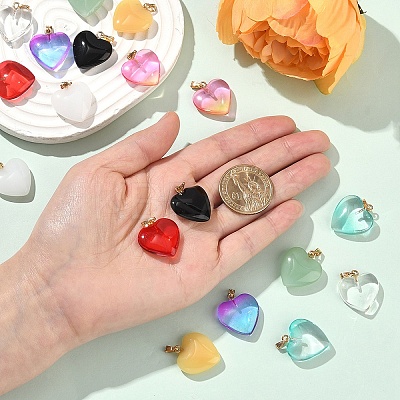 18Pcs 9 Colors Spray Painted Glass Pendants GLAA-YW0004-31-1
