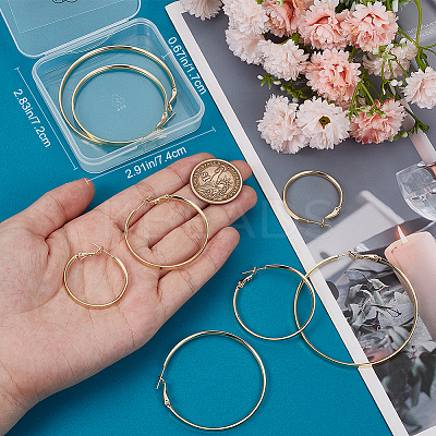 4 Piars 4 Styles Brass Ring Hoop Earrings for Women EJEW-BBC0001-71-1