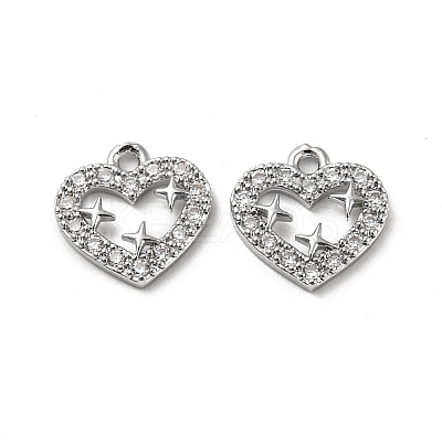 Brass Micro Pave Clear Cubic Zirconia Charms KK-H460-49P-1