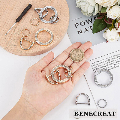 2 Sets 2 Colors  Zinc Alloy Crystal Rhinestone Spring Gate Rings ALRI-BC0001-02-1