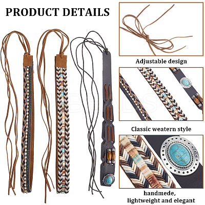 3Pcs 3 Styles Crystal Rhinestone Southwestern Cowboy Hat Belt DIY-CP0009-17A-1