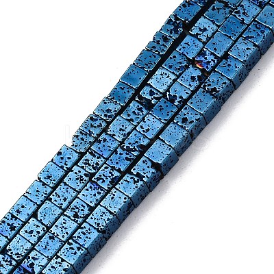 Electroplated Natural Lava Rock Beads Strands G-A256-B01-01G-1