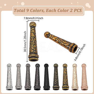 18Pcs 9 Colors Zinc Alloy Cord Ends FIND-GA0008-01-1