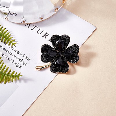 Cubic Zirconia Clover Brooch Pin JBR105F-1