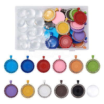 DIY Flat Round Pendant Making Kits DIY-TA0008-46-1