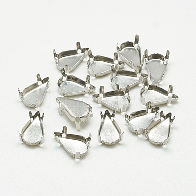 Non-Tarnish 201 Stainless Steel Sew on Prong Settings STAS-T032-07-6x10mm-1