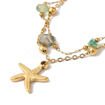 Summer Beach Nuggets Natural Agate(Dyed & Heated) Multi-Strand Bracelets BJEW-P326-07C-G-1