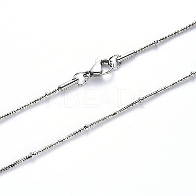 Non-Tarnish 304 Stainless Steel Round Snake Chain Necklace NJEW-S420-009B-P-1