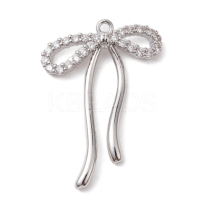 Rack Plating Brass Micro Pave Clear Cubic Zirconia Pendants KK-H463-12P-1