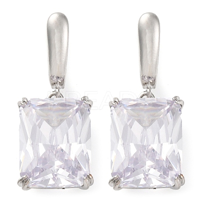 Brass Pave Cubic Zirconia Rectangle Hoop Earrings for Women EJEW-I304-28P-08-1
