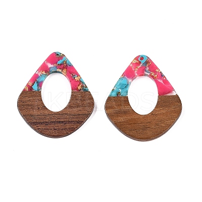 Transparent Resin and Walnut Wood Pendants RESI-T057-07K-1