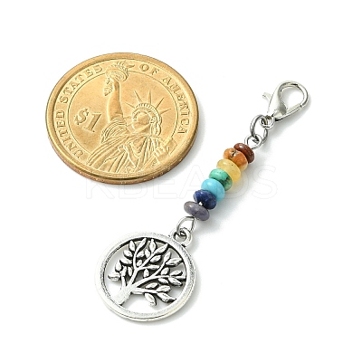 Alloy Tree of Life Pendant Decorations HJEW-JM01383-02-1