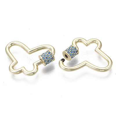 Brass Micro Pave Cubic Zirconia Screw Carabiner Lock Charms KK-R136-071B-NF-1