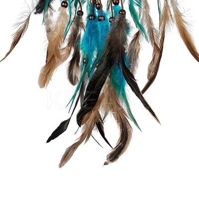 Iron Woven Web/Net with Feather Pendant Decorations AJEW-B017-07-1