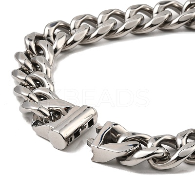 Non-Tarnish 304 Stainless Steel Cuban Link Chain Bracelet NJEW-D050-02F-P-1