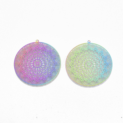 Ion Plating(IP) 201 Stainless Steel Filigree Pendants STAS-S108-65-1