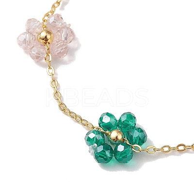 Electroplated Glass Flower Links Bracelets BJEW-JB10265-1