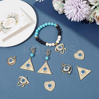 15Pcs 5 Style Rack Plating Alloy Enamel Pendants FIND-SC0004-09-1