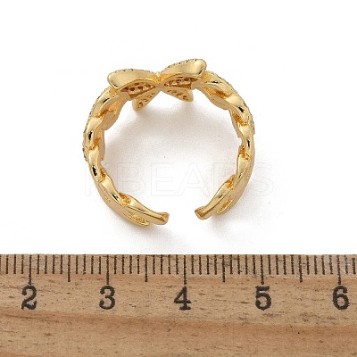 Brass Micro Pave Clear Cubic Zirconia Cuff Rings for Women RJEW-U041-02G-1