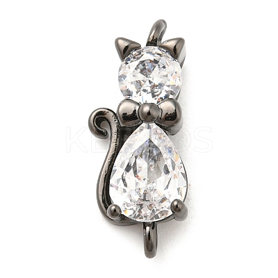 Brass Micro Pave Cubic Zirconia Kitten Links Connectors ZIRC-G157-50B-1